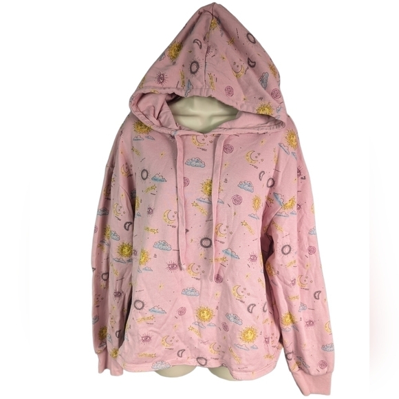 Mighty Fine Celestial Print Crop Hoodie Sz 1X - Picture 1 of 13